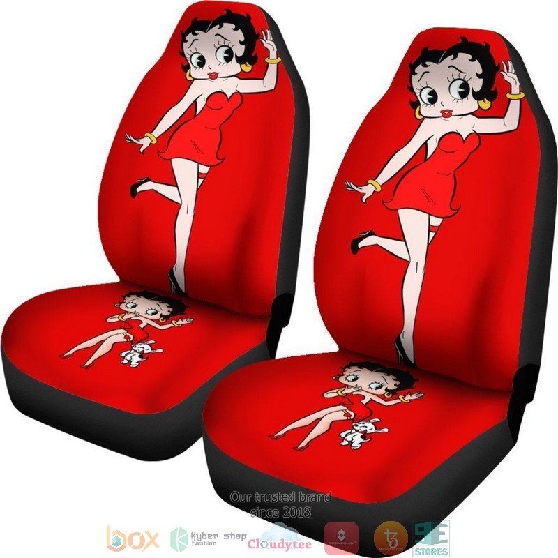BEST Betty Boop Betty Boop With Dog Cartoon Girl Car Seat Cover 2