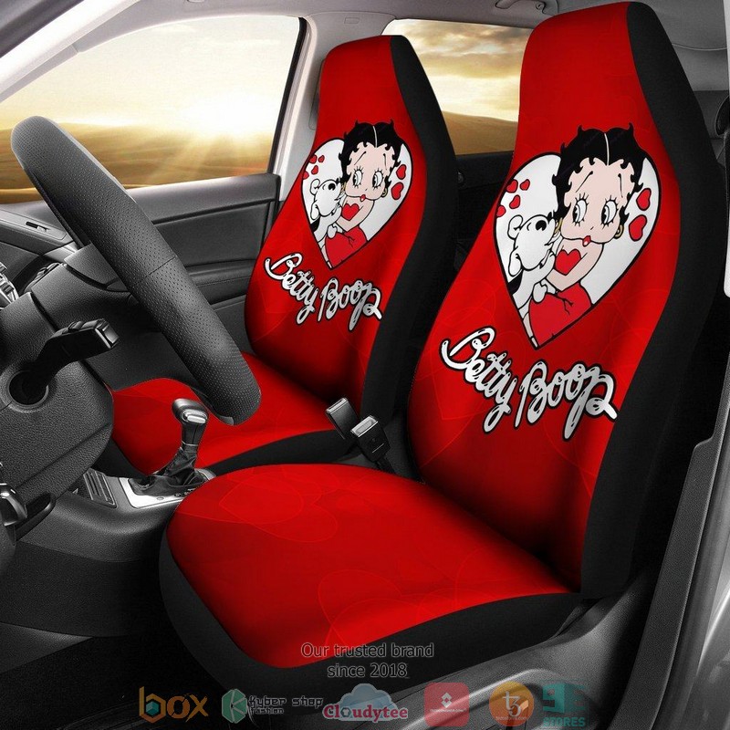 BEST Betty Boop Betty Boop With Dog White Cartoon Car Seat Cover 10