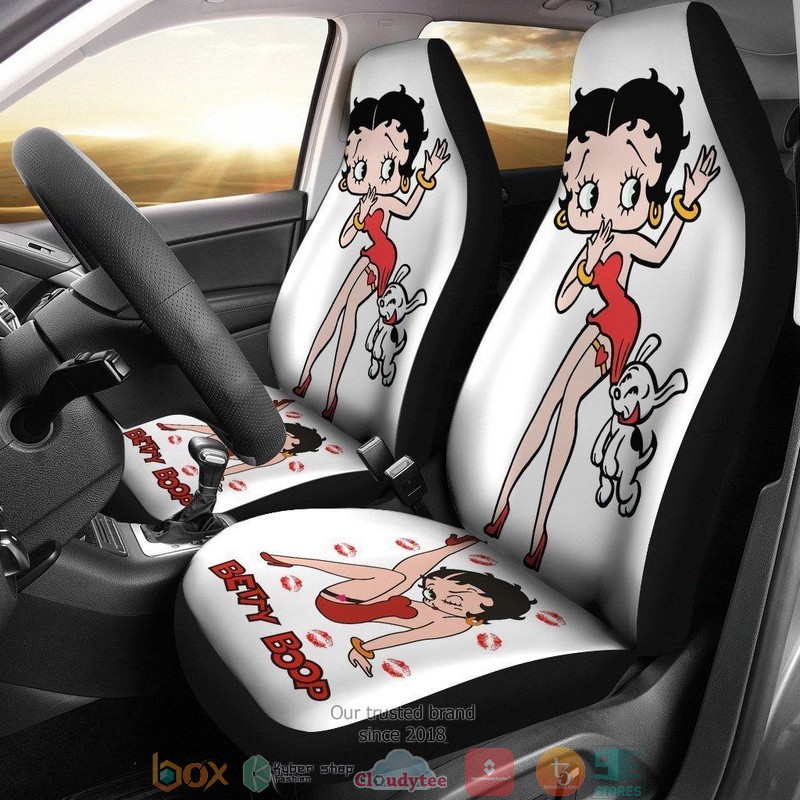BEST Betty Boop Betty Boop With Dog White Cartoon Car Seat Cover 1