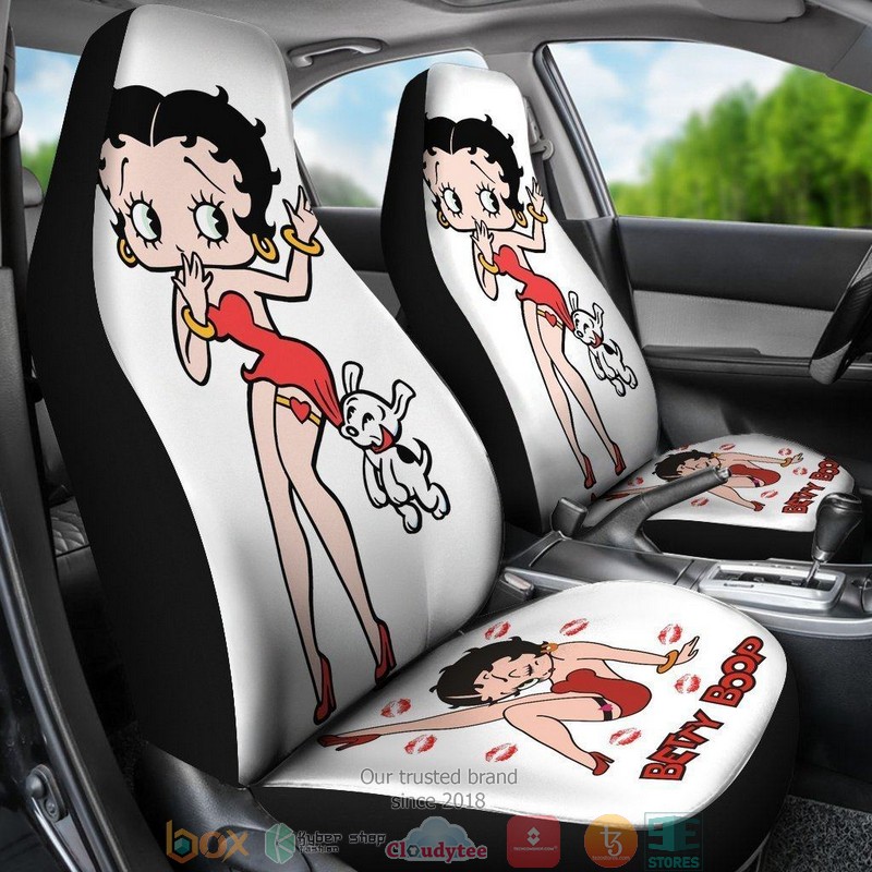 BEST Betty Boop Betty Boop With Dog White Cartoon Car Seat Cover 6