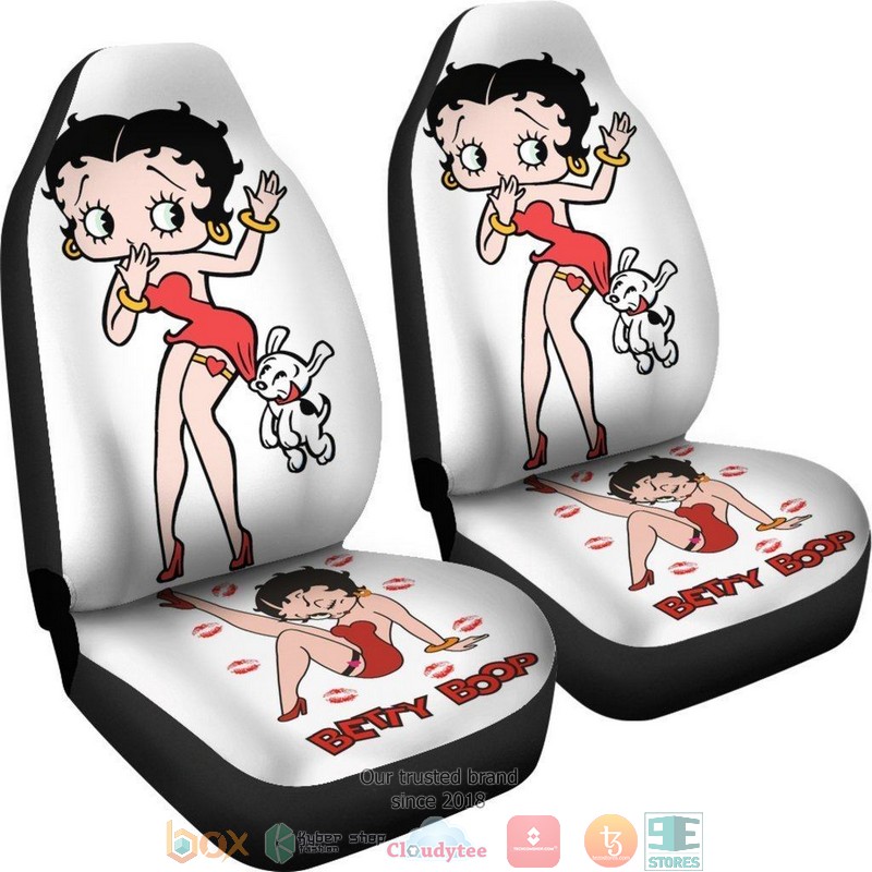 BEST Betty Boop Betty Boop With Dog White Cartoon Car Seat Cover 7
