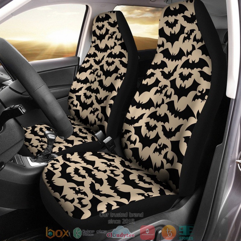 BEST Black Beige Bats Halloween Spooky Halloween Car Seat Cover 5