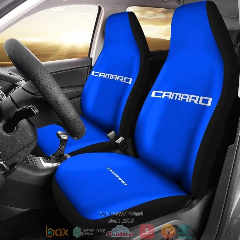 BEST Blue Camaro White Letter Car Seat Cover 8