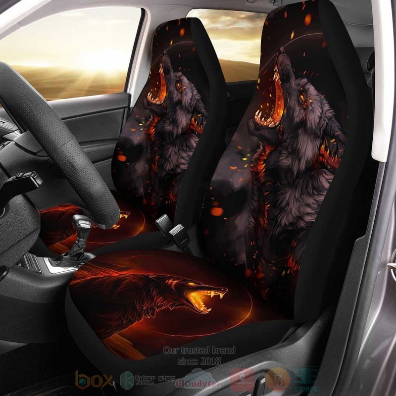 HOT Burning Up Wolf Car Seat Cover 7