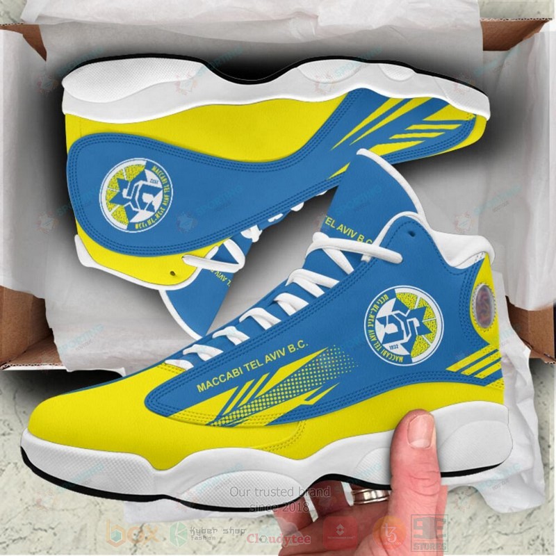 HOT Hapoel Haifa B.C Blue-Yellow Air Jordan 13 Sneakers Shoes 17