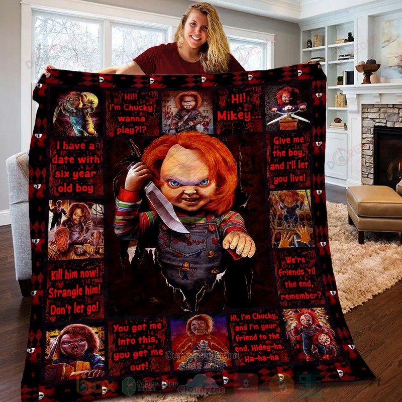 HOT Chucky Horror Scary lines Luxury Quilt 5