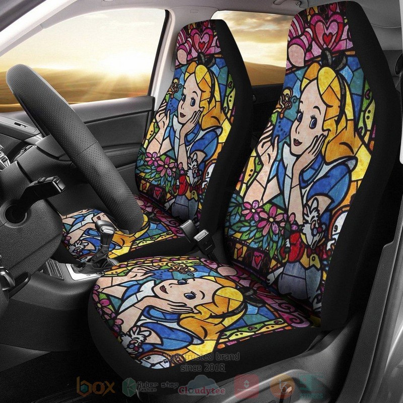 HOT Colorful Glasses Alice In Wonderland Disney Cartoon Car Seat Cover 8