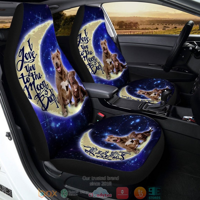BEST Cool Dad Pitbull I Love You To The Moon And Back Car Seat Cover 3