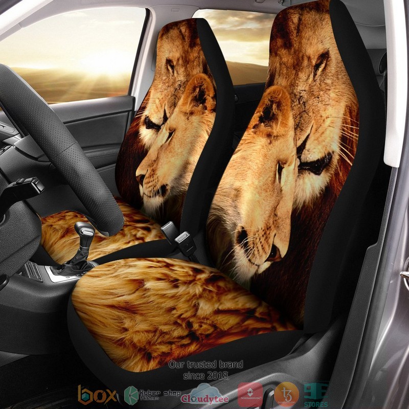 BEST Black and White Lion Car Seat Cover 6