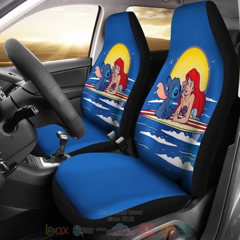 BEST Cute Ariel And Stitch Disney Princess Car Seat Covers 2