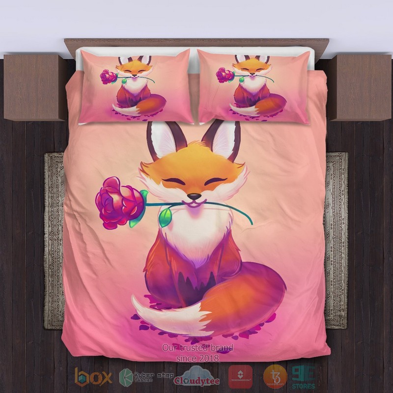 NEW Cute Fox Rose Bedding Set 9