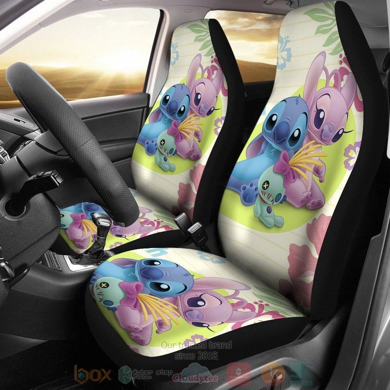 BEST Cute Stitch Love Disney Cartoon Car Seat Covers 5