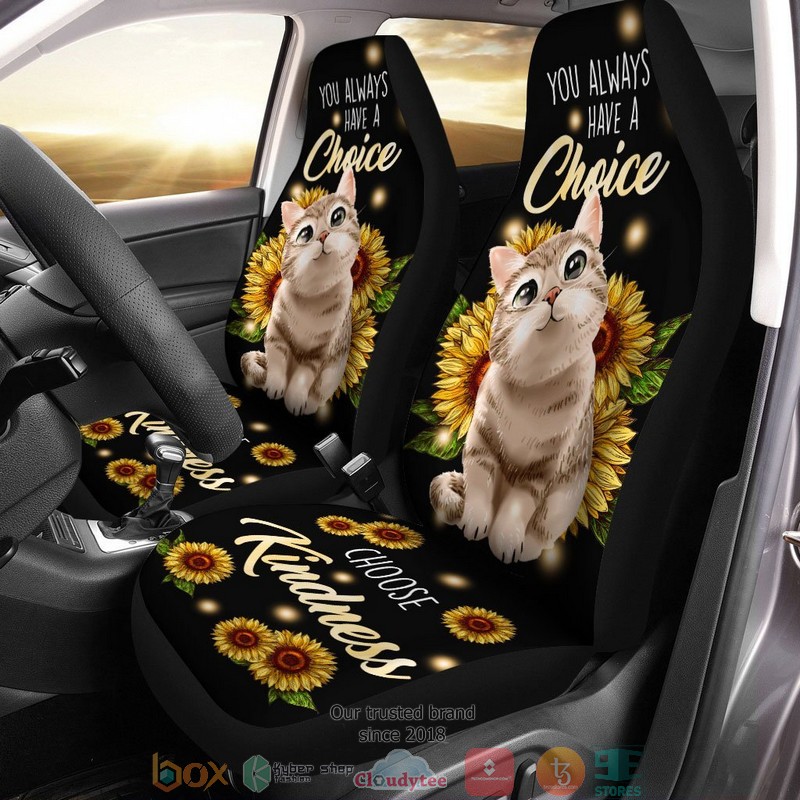 BEST Cute Sunflower Cat You Always Have A Choice Choose Kindness Cat Car Seat Cover 12