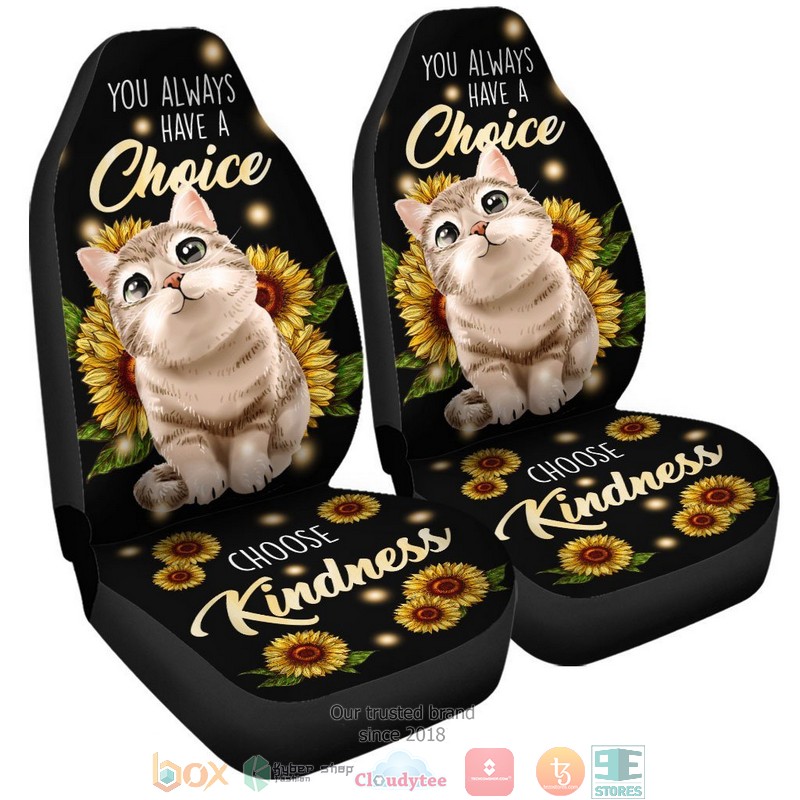 BEST Cute Sunflower Cat You Always Have A Choice Choose Kindness Cat Car Seat Cover 2
