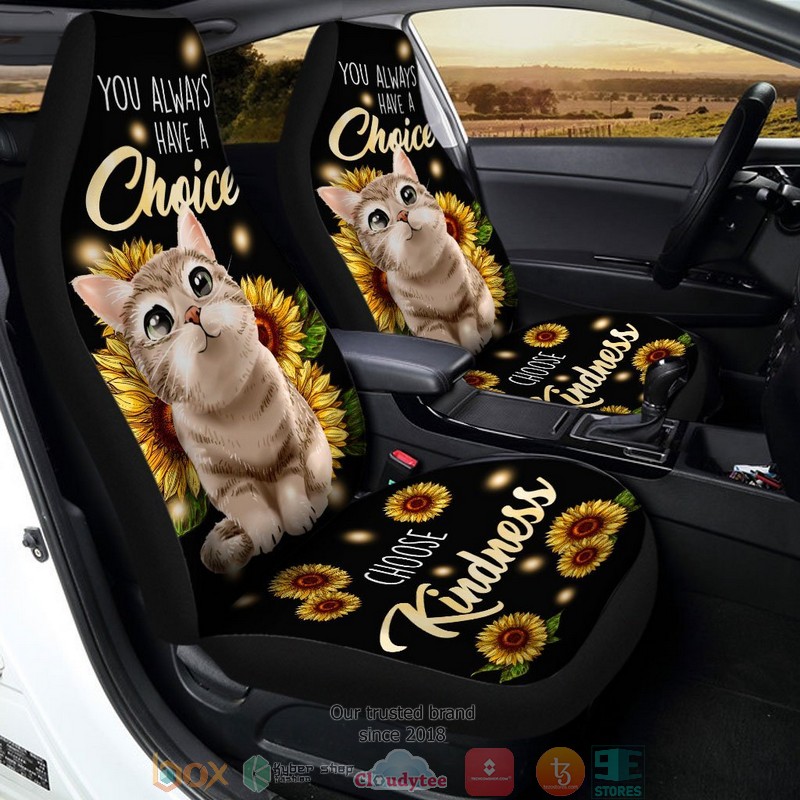 BEST Cute Sunflower Cat You Always Have A Choice Choose Kindness Cat Car Seat Cover 15