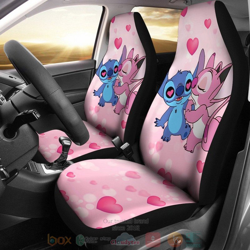 BEST Disney Cartoon Stitch Love Funny Car Seat Covers 3