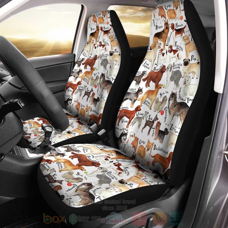 HOT Dog Breeds Funny Dog Lovers 3D Seat Car Cover 9