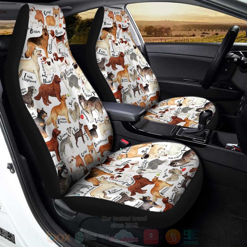 Alternative view of HOT Dog Breeds Funny Dog Lovers 3D Seat Car Cover