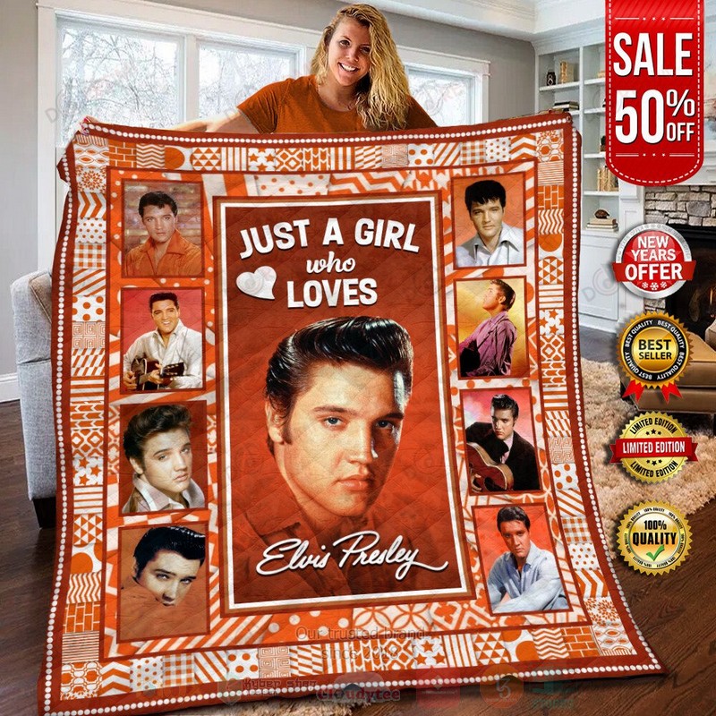 HOT Elvis Presley Just A Girl Who Loves Orange Luxury Quilt 7