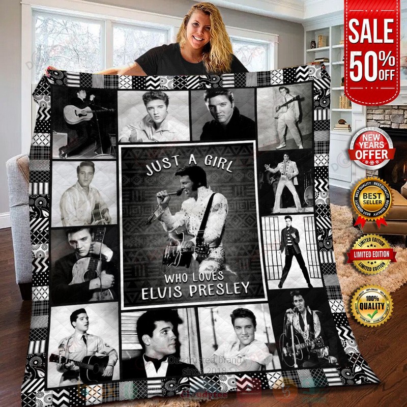 HOT Elvis Presley Just A Girl Who Loves Pattern Luxury Quilt 9