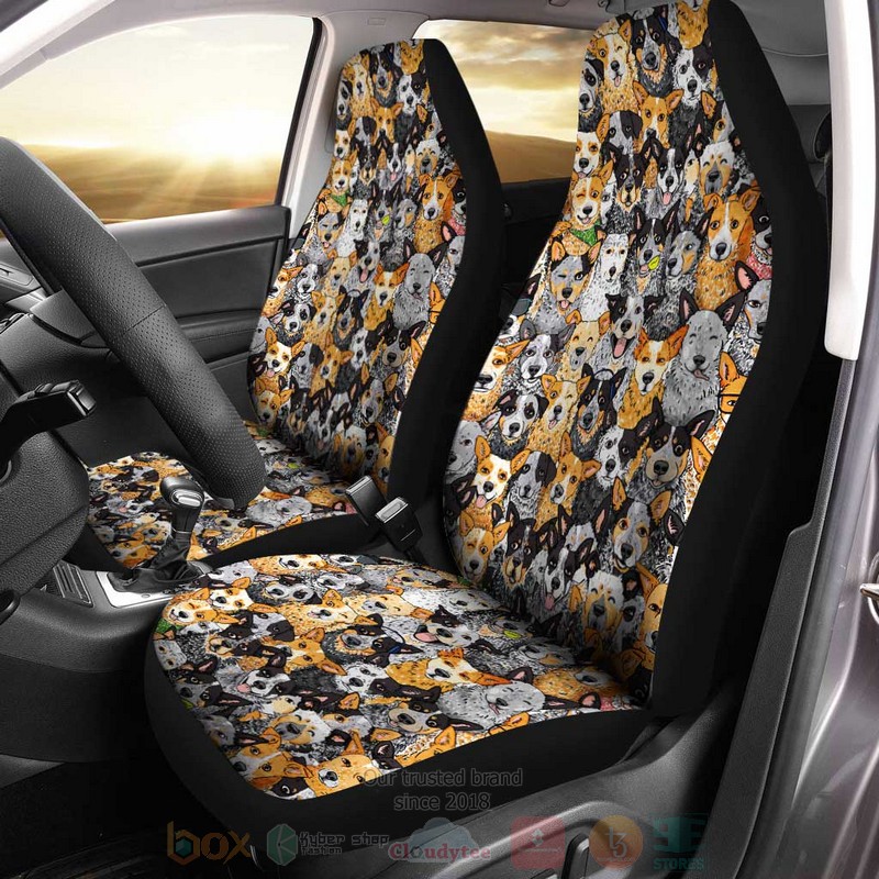 HOT Emotional Faces Dog Cute Dog 3D Seat Car Cover 7