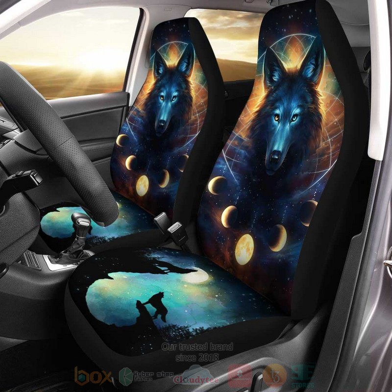 HOT Fantasy Wolf Moon Dreamcatcher Galaxy Car Seat Cover 7