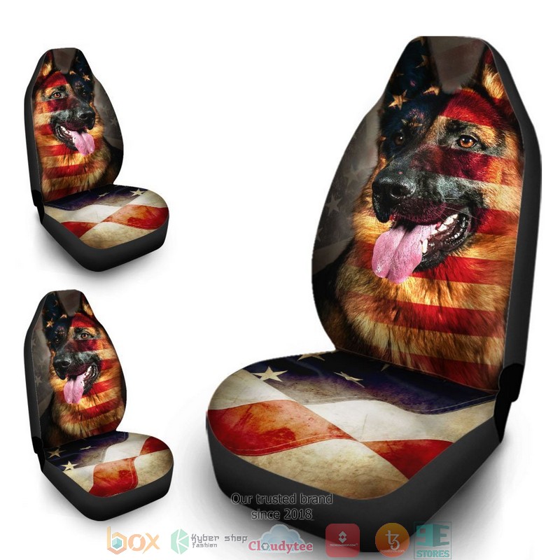 BEST German Shepherd American Flag Cool Dog Car Seat Cover 9