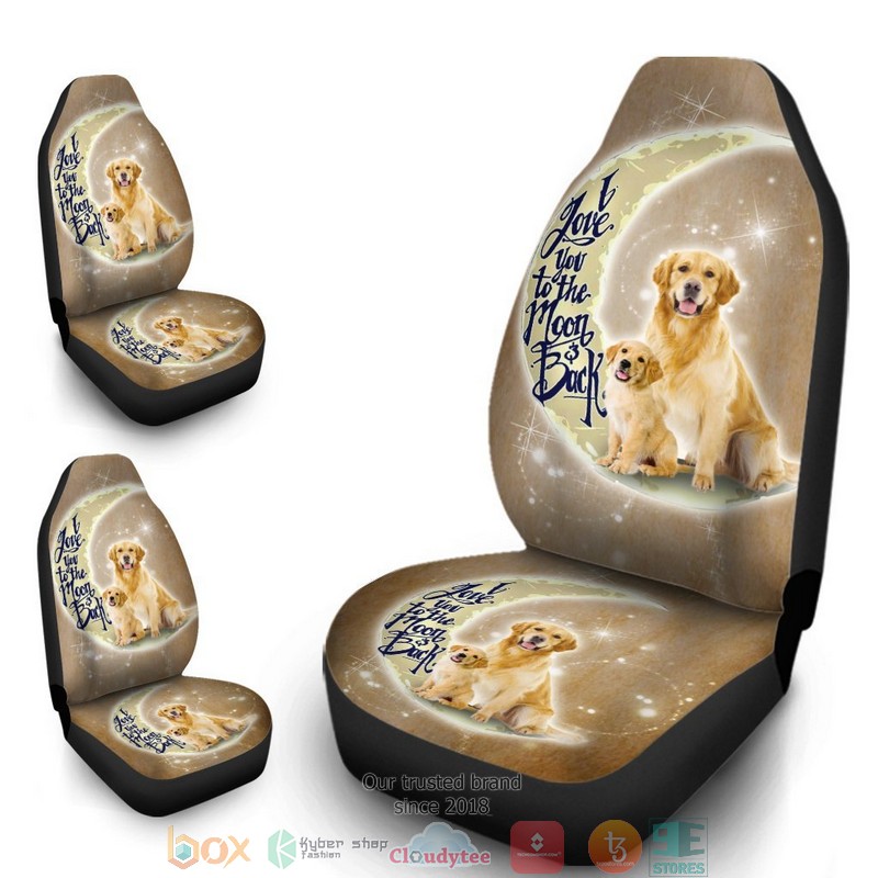 BEST Golden Retriever I Love You To The Moon And Back Car Seat Cover 1