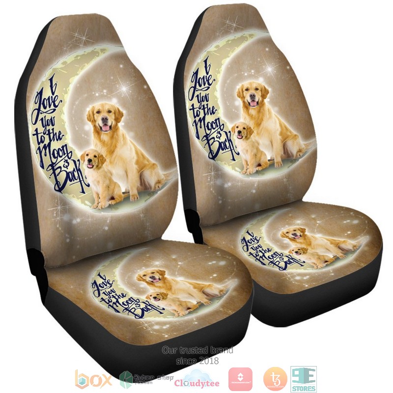 BEST Golden Retriever I Love You To The Moon And Back Car Seat Cover 4