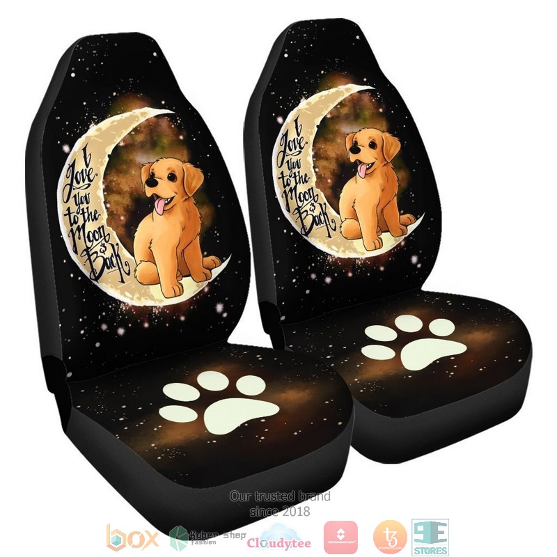 BEST Golden Retriever I Love You To The Moon and Back Cute Car Seat Cover 3