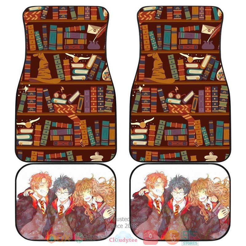BEST Harry Potter Harry Ron Hermione Library Anime Car Floor Mat 1