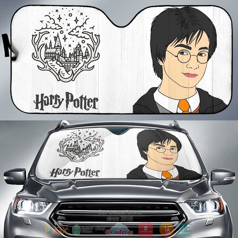BEST Harry Potter Hogwarts Grey Artwork Harry Potter 3D Car Sunshades 7