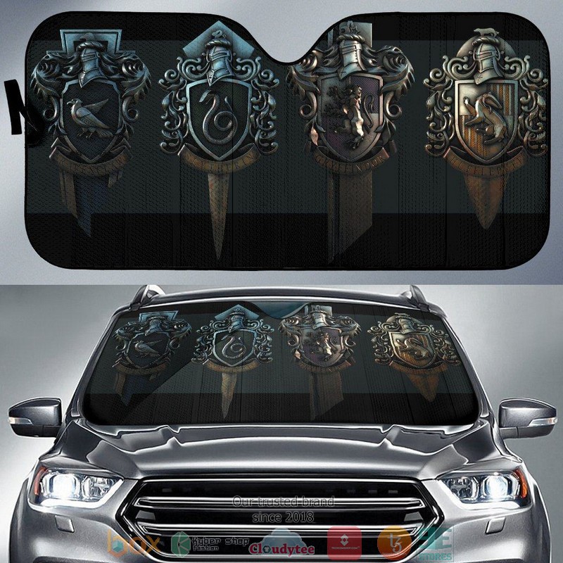 BEST Harry Potter Hogwats Crest black 3D Car Sunshades 6