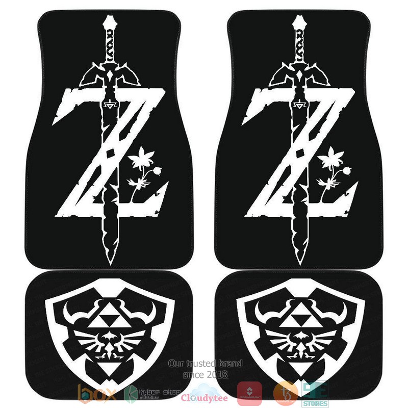 BEST Legend Of Zelda Black & White Logo Car Floor Mat 10