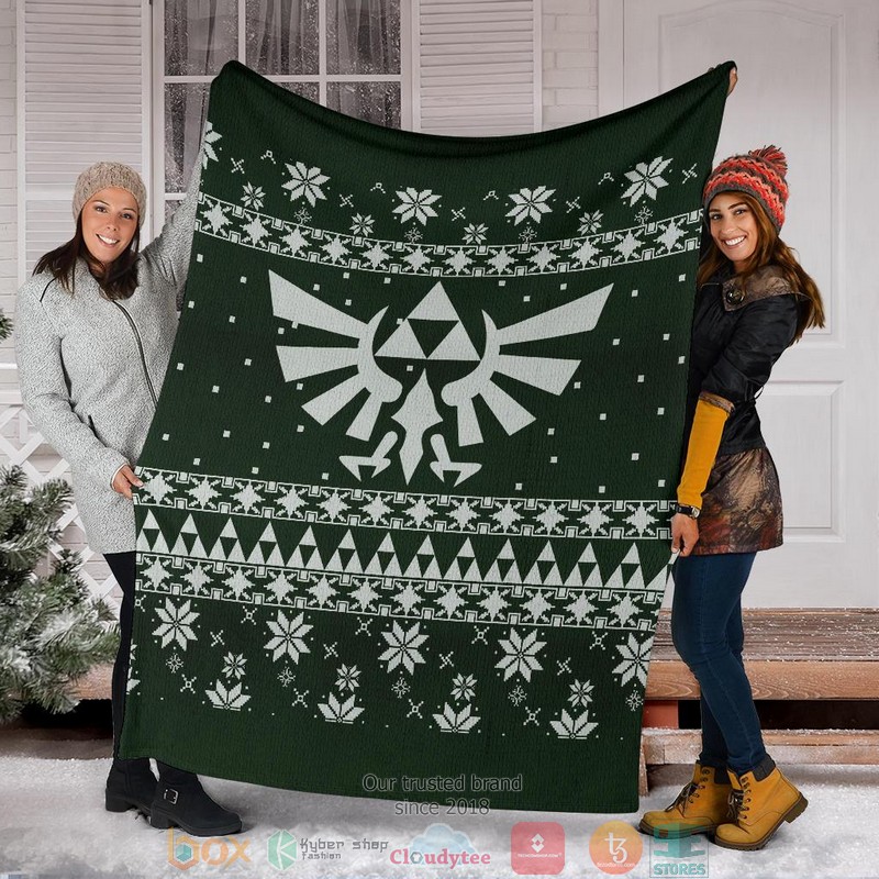 BEST Legend Of Zelda Dark Green Sign Christmas Soft Blanket 16