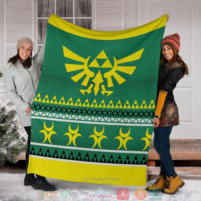 BEST Legend Of Zelda Sign Green Christmas Soft Blanket 16