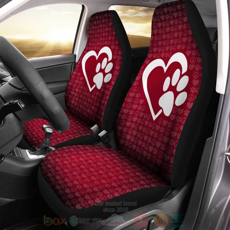 HOT Love Peace Dog Paw 3D Seat Car Cover 7