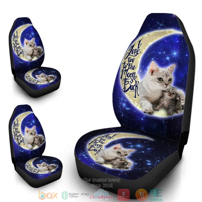 BEST Cute Cat I Love You To The Moon And Back Car Seat Cover 2
