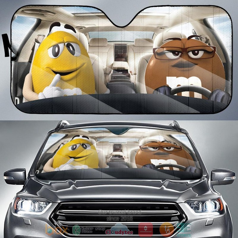 BEST M&M Chocolate cartoon yellow brown 3D Car Sunshades 6