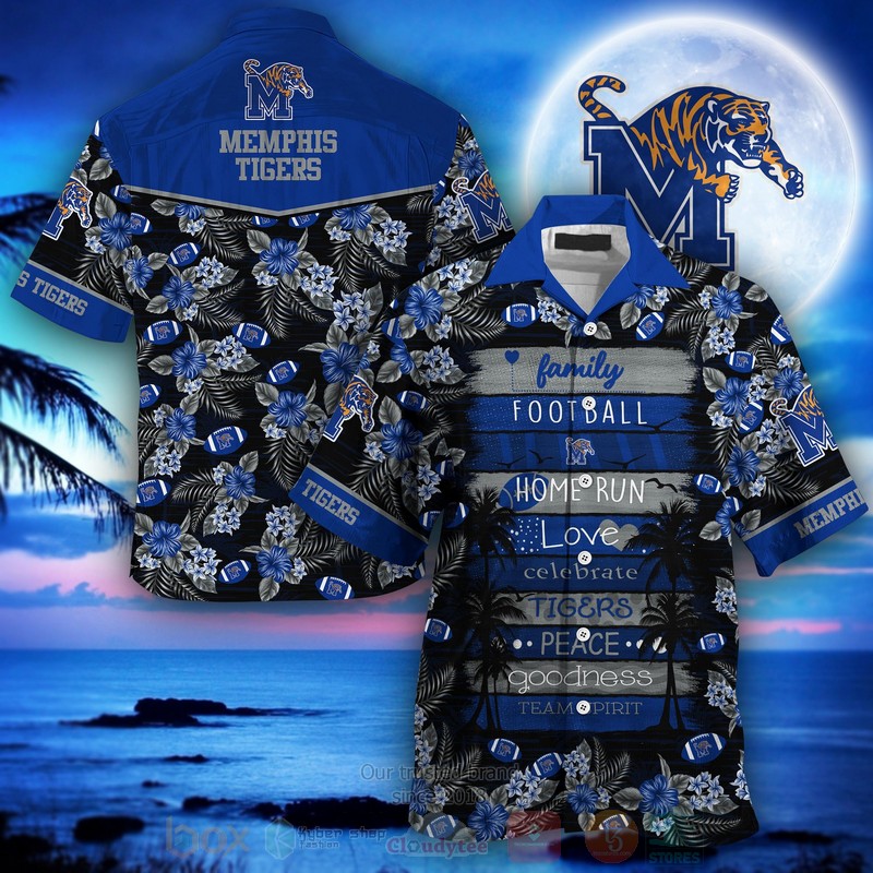 HOT Memphis Tigers Family Football Home Run Love Peace 3D Tropical Shirt 1