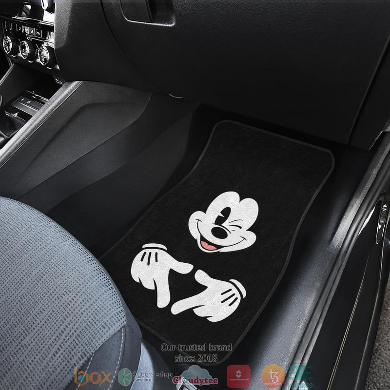 BEST Mice Love Hand Sign Black & White Mickey Mouse Car Floor Mat 4
