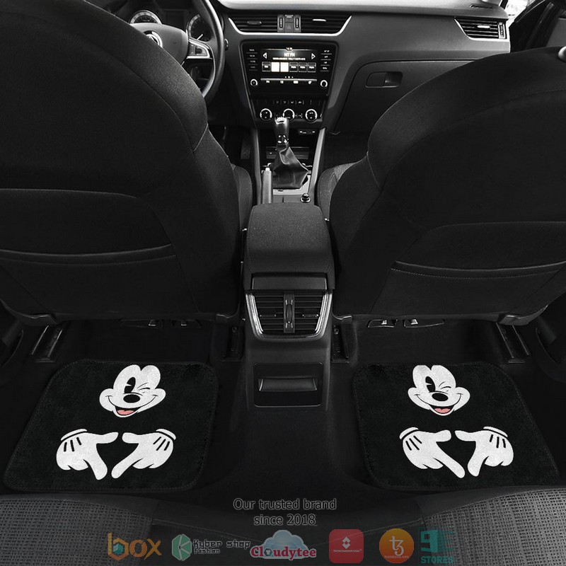 BEST Mice Love Hand Sign Black & White Mickey Mouse Car Floor Mat 9