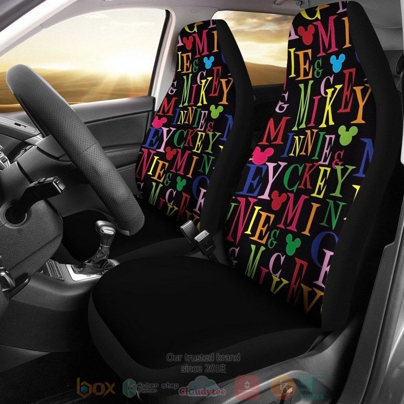 BEST Mickey Multicolor Text Car Seat Covers 9