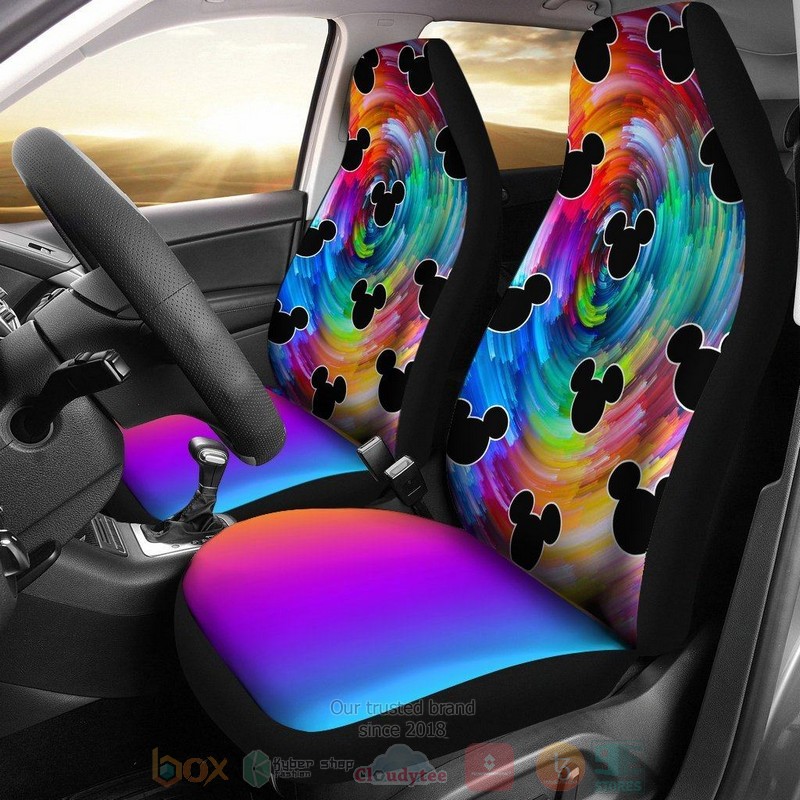 BEST Mickey Patterns Rainbow Spiral Car Seat Covers 8