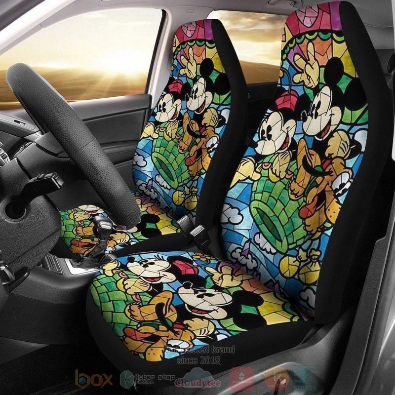 BEST Mickey & Minnie Mosaic Art Cartoon Car Seat Covers 9