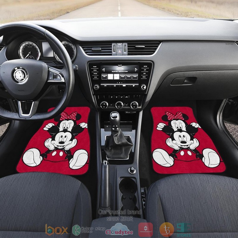 BEST Mickey and Minnie Black Disney Cartoon Car Floor Mat 2