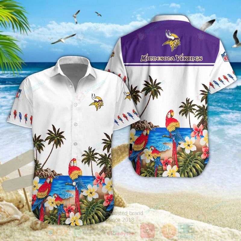 STYLE Minnesota Viking NFL Parrot Short Sleeve Hawaii Shirt 2