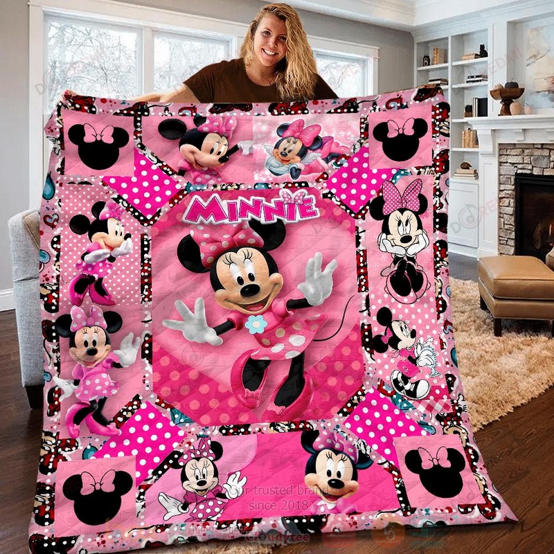 HOT Minnie Mouse Pink Love Luxury Quilt 4