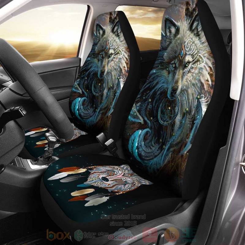 HOT Native American Wolf Dreamcatcher Car Seat Cover 6