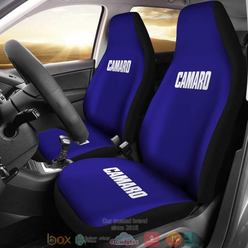 BEST Navy Blue Camaro White Letter Car Seat Cover 8